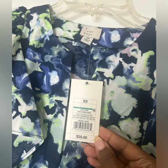 NWT: Flutter Short-Sleeve Poplin Tiered Midi Dress - Picture 4 of 9